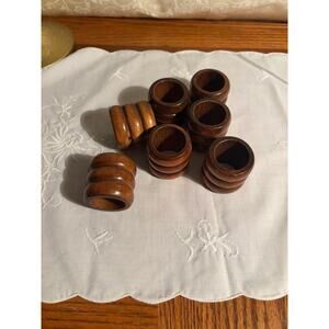 Set of 8 Vintage Wooden Napkin Rings